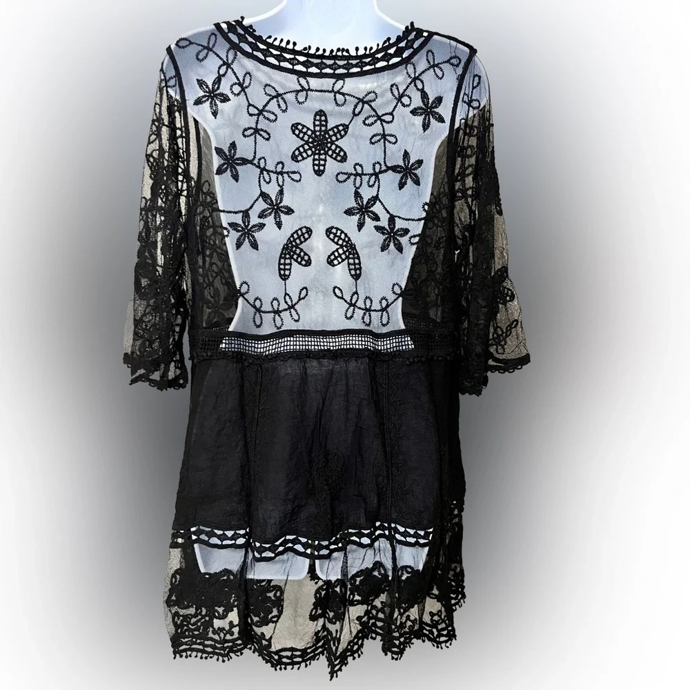 Chic Black Sheer Swim Cover Up